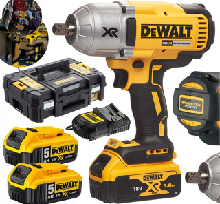 DCF899P2-QW Akumulatorowy klucz udarowy DeWalt 1/2 cala z zapadkowo-kołkowym zabezp. 950Nm 18V XR 2x5,0Ah Li-Ion TStak