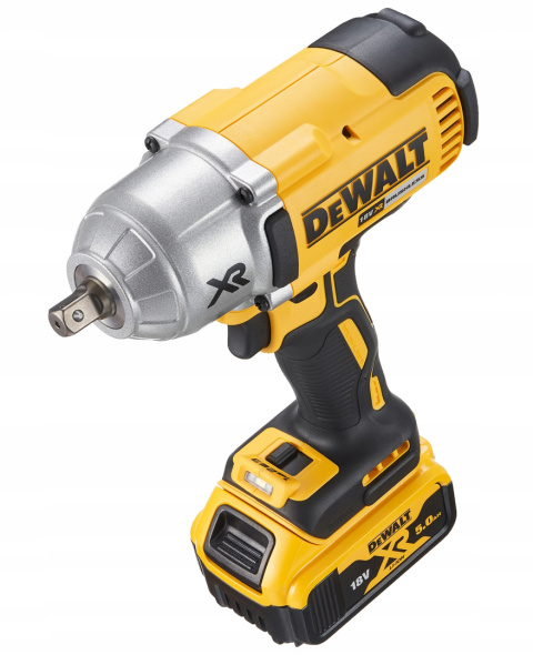 DCF899P2-QW Akumulatorowy klucz udarowy DeWalt 1/2 cala z zapadkowo-kołkowym zabezp. 950Nm 18V XR 2x5,0Ah Li-Ion TStak