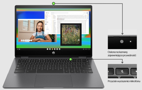 Dotykowy 2w1 HP Chromebook x360 13b FullHD IPS MediaTek Kompanio 1200 8-rdzeni 4GB LPDDR4x 64GB SSD Chrome OS