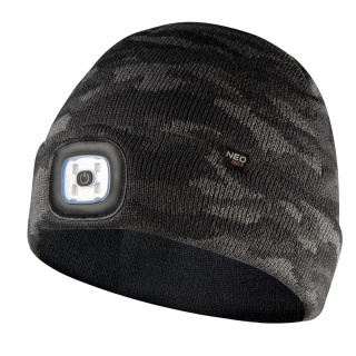 81-632 CZAPKA Z LATARKĄ LED, DWUWARSTWOWA, CAMO URBAN NEO TOOLS