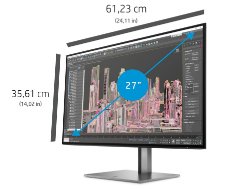 Monitor HP Z27u G3 QHD USB-C IPS 27 cali 2560x1440 HDMI 2.0 DisplayPort USB Type-C RJ45 Power Delivery 100W pivot VESA 1B9X2AA