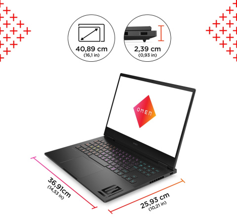 HP OMEN Gaming 16 QHD IPS 240Hz AMD Ryzen 7 7840HS 8-rdzeni 16GB DDR5 1TB SSD NVMe NVIDIA GeForce RTX 4060 8GB Windows 11