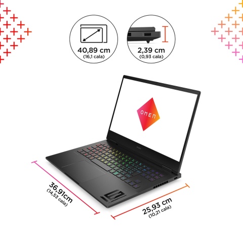 HP OMEN Gaming 16 QHD IPS 240Hz Intel Core i7-13700HX 16-rdzeni 16GB DDR5 1TB SSD NVMe NVIDIA GeForce RTX 4070 8GB Windows 11