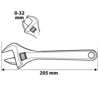 03-024 KLUCZ NASTAWNY 205 MM, ZAKRES 0-32 MM NEO TOOLS