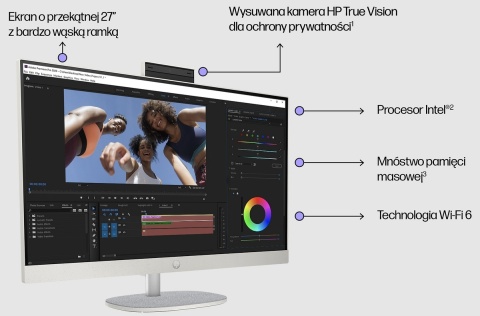 Dotykowy AiO HP 27 FullHD IPS Intel Core i5-1335U 10-rdzeni 16GB DDR4 512GB SSD NVMe Windows 11 + klawiatura i mysz