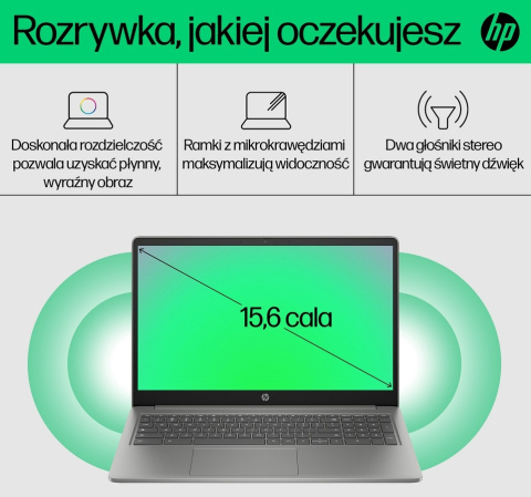 HP Chromebook 15a FullHD IPS Intel Core i3-N305 8-rdzeni 8GB LPDDR5 256GB UFS SSD Chrome OS