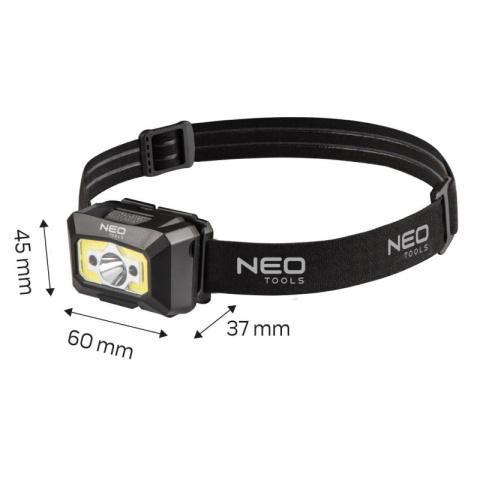 LATARKA CZOŁOWA AKUMULATOROWA USB 250 LM COB LED + CZUJNIK RUCHU 99-073 NEO TOOLS