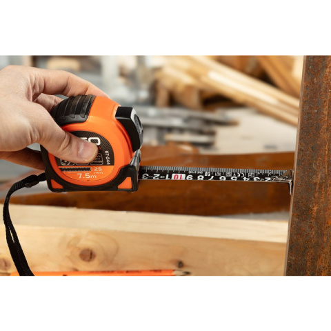 MIARA ZWIJANA STALOWA SUPER BLACK 5 M X 19 MM, AUTO BLOKADA, DWA PRZYCISKI STOP, MAGNES 67-242 NEO TOOLS