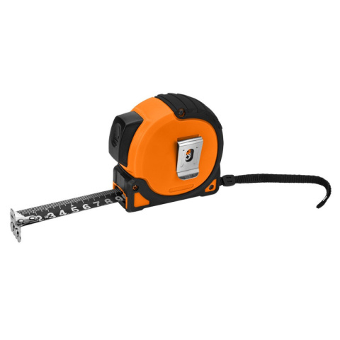 MIARA ZWIJANA STALOWA SUPER BLACK 7,5 M X 25 MM, AUTO BLOKADA, DWA PRZYCISKI STOP, MAGNES 67-244 NEO TOOLS