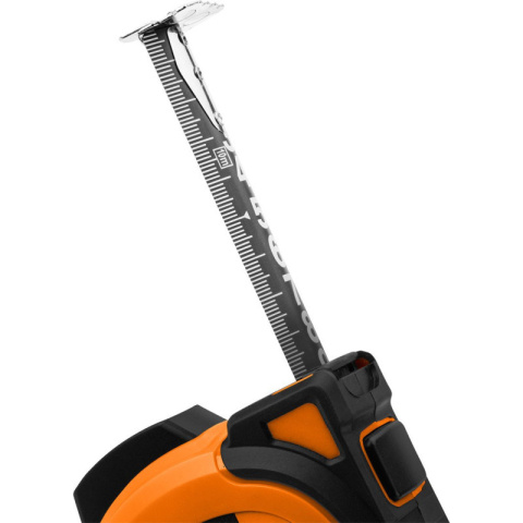 MIARA ZWIJANA STALOWA SUPER BLACK 7,5 M X 25 MM, AUTO BLOKADA, DWA PRZYCISKI STOP, MAGNES 67-244 NEO TOOLS