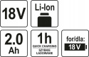 YATO KLUCZ UDAROWY AKUMULATOROWY 18V + 4 NASADKI 1/2" 300Nm 2,0AH ZESTAW