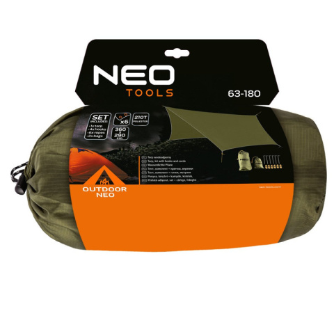 NEO PLANDEKA BIWAKOWA TARP TURYSTYCZNY WODOODPORNY 360x290 CM 210T PU3000