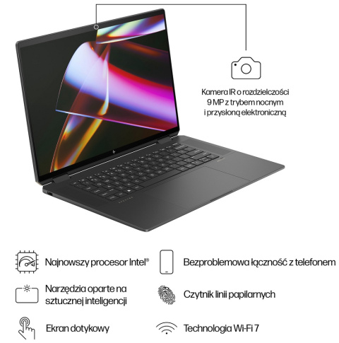 2w1 HP Spectre 16 x360 2.8K OLED 120Hz Intel Core Ultra 7 155H 16-rdzeni 32GB LPDDR5x 2TB SSD NVMe NVIDIA RTX 4050 6GB Win11