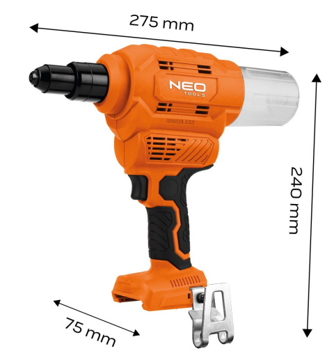 Nitownica akumulatorowa bezszczotkowa 18V E+ do nitowania 12000N DO NITÓW