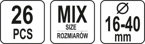 26 SZTUK OBEJMY SKRĘCANE MIX ROZMIARÓW od 16 mm do 40 mm YATO