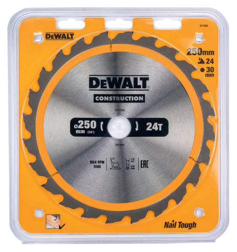 DT1956-QZ TARCZA DO DREWNA DO PILAREK RĘCZNYCH 250 MM DEWALT