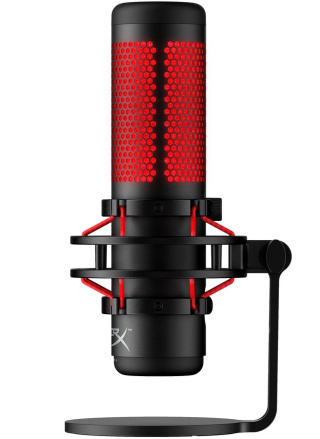 Mikrofon HyperX QuadCast RED, podświetlenie czerwone LED, streaming, gaming, podcasty, 4P5P6AA