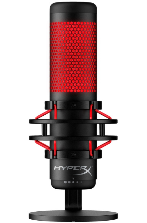 Mikrofon HyperX QuadCast RED, podświetlenie czerwone LED, streaming, gaming, podcasty, 4P5P6AA