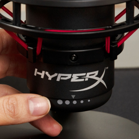 Mikrofon HyperX QuadCast RED, podświetlenie czerwone LED, streaming, gaming, podcasty, 4P5P6AA