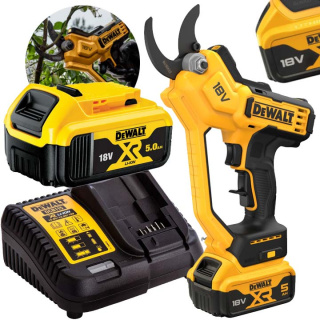 DEWALT SEKATOR AKUMULATOROWY DO GAŁĘZI KRZEWÓW 38 MM + AKUMULATOR 5Ah ŁAD.