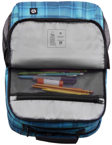 Stylowy plecak HP Campus XL 20l Tartan Plaid na laptopa 7J594AA dodatkowe kieszenie