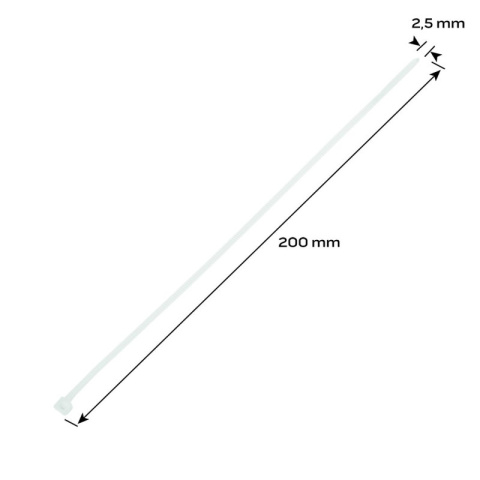 OPASKI ZACISKOWE 2.5 X 200 MM, 100 SZT., BIAŁE 01-601