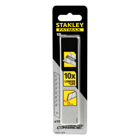 Ostrza łamane do nożyków 18mm CARBIDE 10szt Stanley FatMax STHT2-11818