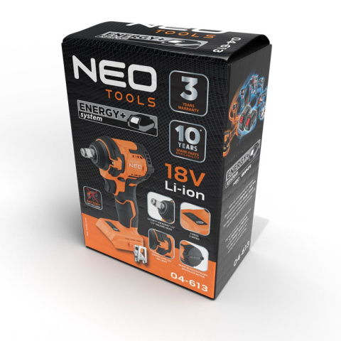 NEO Klucz udarowy bezszczotkowy 18V 350Nm 1/2" bez akum. Energy+ 04-613