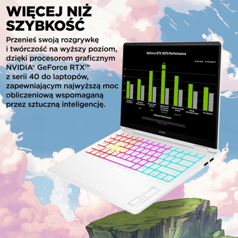 HP OMEN Transcend 14 2.8K OLED 120Hz Intel Core Ultra 9 185H 16-rdzeni 32GB LPDDR5x 2TB SSD NVMe NVIDIA GeForce RTX 4070 8GB