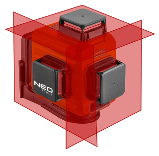 75-104 LASER 3D, CZERWONY, WALIZKA, TARCZA CELOWNICZA, MAGNETYCZNY UCHWYT, ŁADOWARKA NEO TOOLS