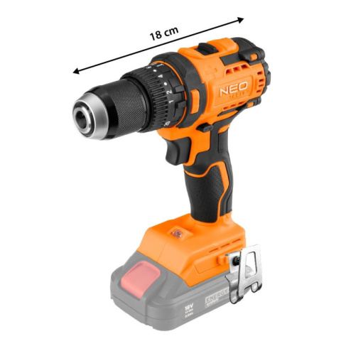 WIERTARKO-WKRĘTARKA UDAROWA BEZSZCZOTKOWA 18V, UCHWYT 13MM, COMPACT, ENERGY+ NEO TOOLS 04-619