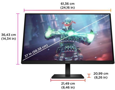 Monitor HP OMEN 27k 4K Gaming UltraHD IPS 144Hz HDR UHD 27 cali 3840x2160 HDMI DisplayPort USB Type-C głośniki aRGB 780G8AA