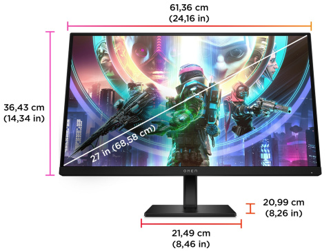 Monitor HP Omen 27qs QHD IPS 240Hz 27 cali 2560x1440 HDMI DisplayPort pivot wbudowane głośniki 780J4AA