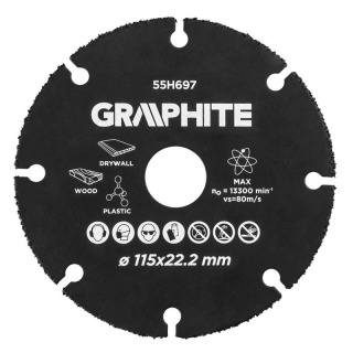 TARCZA TNĄCA HM DO DREWNA I TWORZYW SZTUCZNYCH 115X 22.2 MM GRAPHITE 55H697