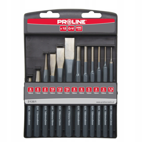 ZESTAW WYBIJAKÓW, PRZECINAKÓW I PUNKTAKÓW 12 SZTUK PROLINE