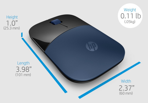 Mysz bezprzewodowa HP Z3700 Niebieska mini odbiornik 2.4GHz USB 7UH88AA