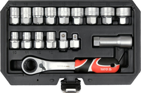 ZESTAW NASADEK NASADKI PRZELOTOWE SPLINE 1/2 3/8 17 ELEMENTÓW YATO YT-38653