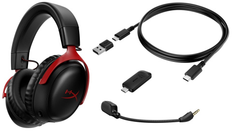 Słuchawki gamingowe bezprzewodowe HyperX Cloud III Wireless USB-C Red 77Z46AA