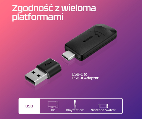 Słuchawki gamingowe bezprzewodowe HyperX Cloud III Wireless USB-C Red 77Z46AA