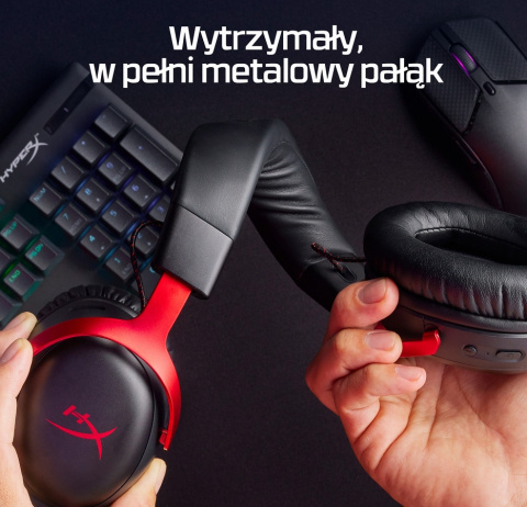 Słuchawki gamingowe bezprzewodowe HyperX Cloud III Wireless USB-C Red 77Z46AA