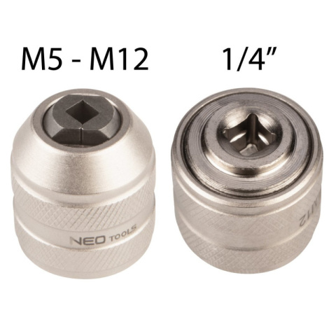 Uchwyt do gwintownika 1/4 M5-M12 Adapter do gwintowników 1/4 M5-M12 12-905 NEO TOOLS