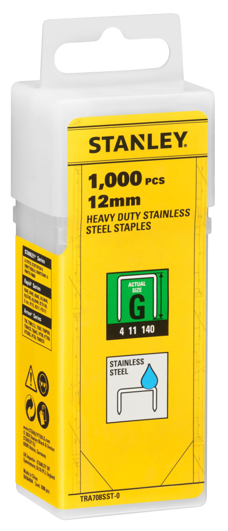 Zszywki ze stali nierdzewnej Stanley TRA708SST-0 typ G 4/11/140 12mm 1000sz