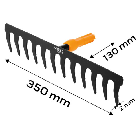 GRABIE 12 ZĘBÓW DO ZAGRABIANIA 350mm OGRODOWE CLICK SYSTEM 95-064 NEO TOOLS