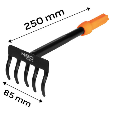 GRABKI MAŁE 5 ZĘBÓW 85x250mm OGRODOWA CLICK SYSTEM 95-073 NEO TOOLS