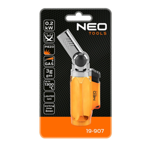 Mikropalnik gazowy z zapłonem piezo regulacja płomienia 200W 1300°C NEO TOOLS 19-907
