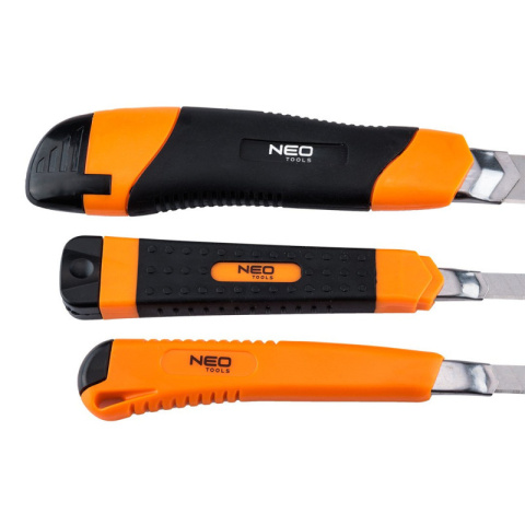 Nóż noże z ostrzem łamanym + ostrza zestaw pakiet 26 elementów 9mm 18mm NEO TOOLS 63-714