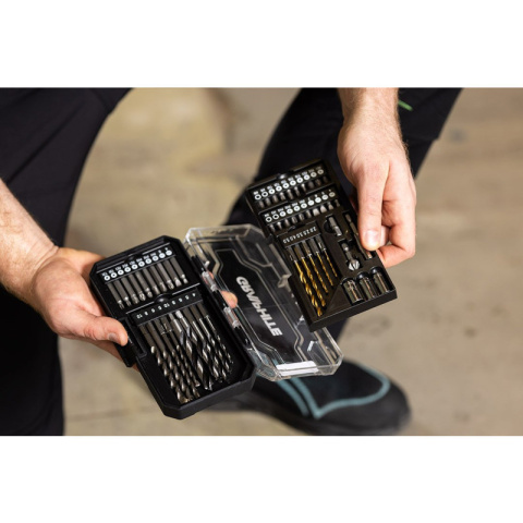 Zestaw Wierteł i Bitów nasadek 50 elementów do Drewna Betonu GRAPHITE 56H613