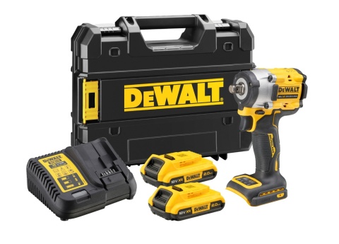 DeWALT Zakrętarka udarowa 206Nm 18V 2x2Ah ładowarka DCF921D2T + Walizka