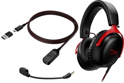 Słuchawki przewodowe gamingowe nauszne HyperX Cloud III czarno-czerwone 727A9AA - jack 3.5mm, USB, USB-C