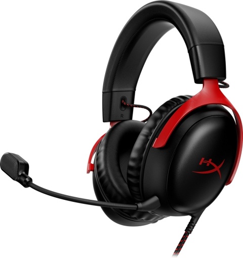 Słuchawki przewodowe gamingowe nauszne HyperX Cloud III czarno-czerwone 727A9AA - jack 3.5mm, USB, USB-C